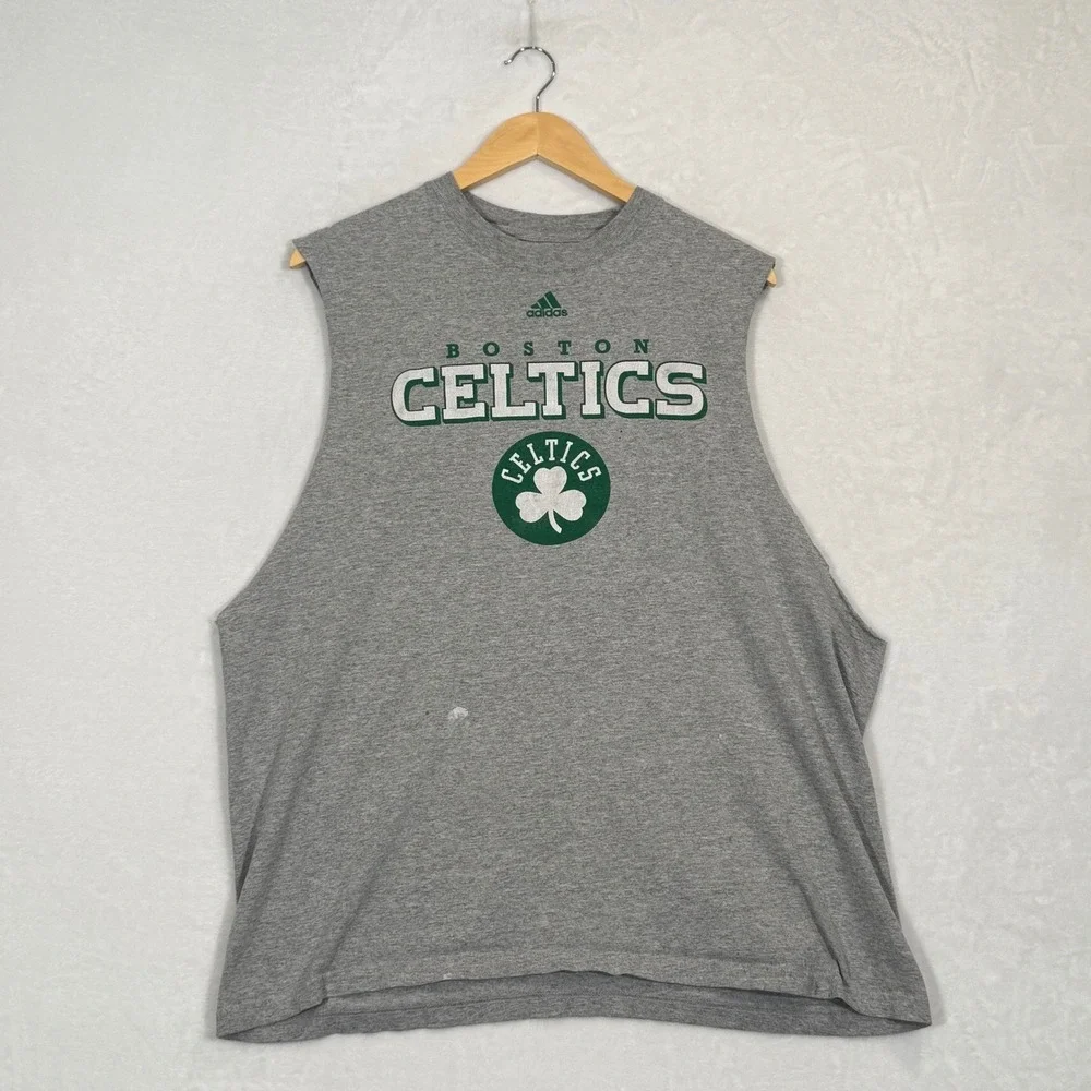 Adidas Gray Boston Celtics Muscle Tank XL